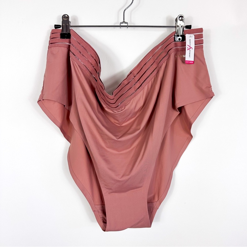 Ashley Stewart Taupe Nude Striped Mesh Panty